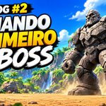 DevLog #2: aventureiro enfrenta um gigantesco golem de pedra em uma arena tropical